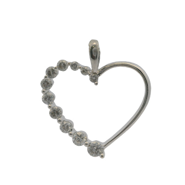 EFFY 14kt Solid White Gold and 1/2ctw Diamond Heart Pendant
