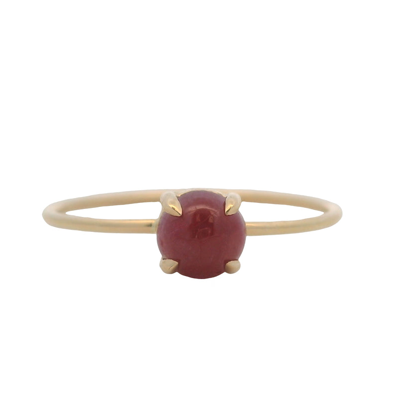 Solid 14kt Yellow Gold Cabochon Ruby Solitaire Simple Accent Ring Size 6