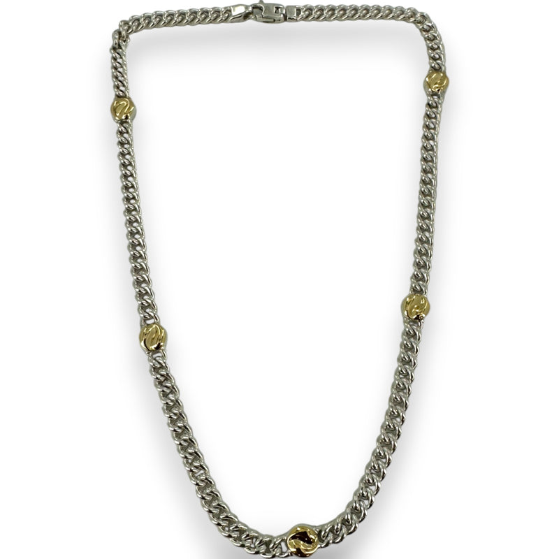 Saturno 925 Sterling Silver & Yellow Gold 5 Station Chain Necklace 47" Italy