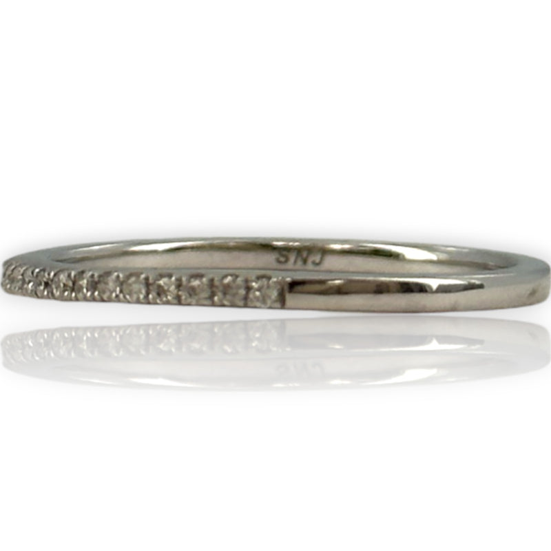 14kt Solid White Gold and Diamond Half Eternity Wedding Stackable Band Size 7