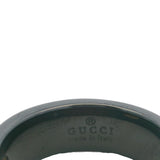 Gucci Black Synthetic Corundum and Solid 18kt Yellow Gold Icon Interlocking G Logo Band Ring Size 7.75