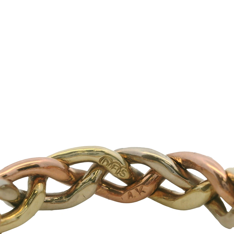 Vintage 14kt Tri-Tone Gold Braided Twisted Woven Ring Size 7.5