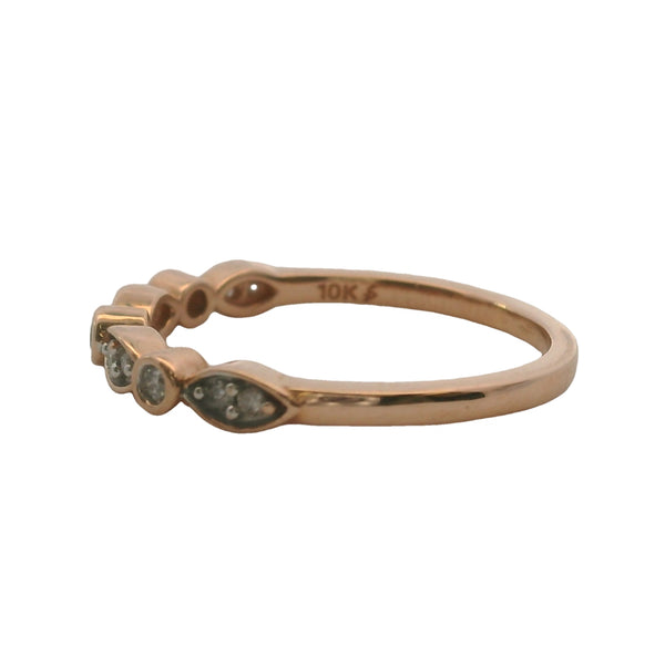 Anillo de bodas de oro rosa macizo de 10 kt y 0,11 ct con detalles de diamantes