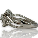 Simply Vera Vera Wang 14kt White Gold Double Halo Diamond Engagement Ring with Diamond Crossover Band Size 7