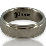 Blue Nile Retired Brushed Satin Finish 14kt Solid White Gold with Polished Edges 6.5mm Wedding Band Ring Size 6