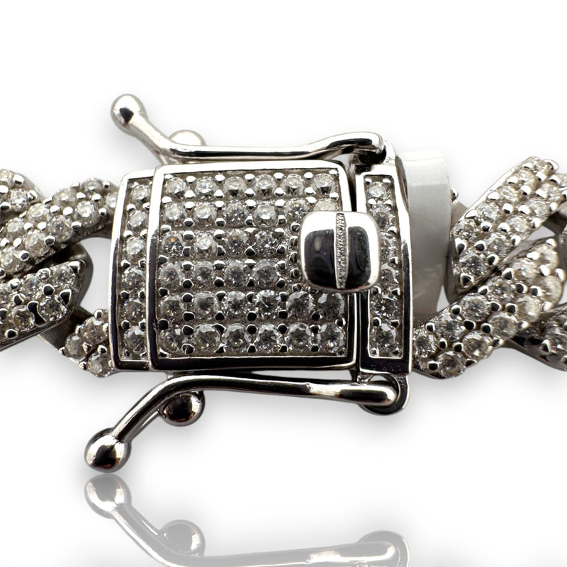 Miami Cuban Link Chain Iced Hip Hop 925 Silver Necklace Moissanite 18" 10mm Cert