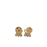 Solid 18k Yellow Gold and CZ Cubic Zirconia Crown Pierced Screw-Back Stud Earrings
