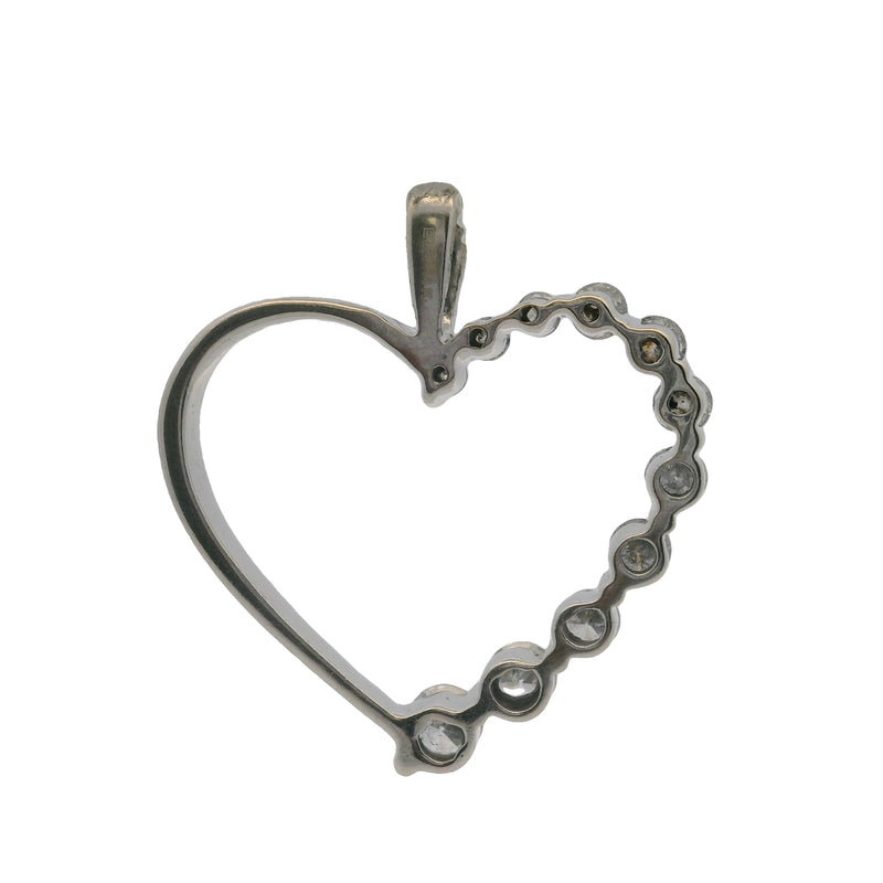 EFFY 14kt Solid White Gold and 1/2ctw Diamond Heart Pendant