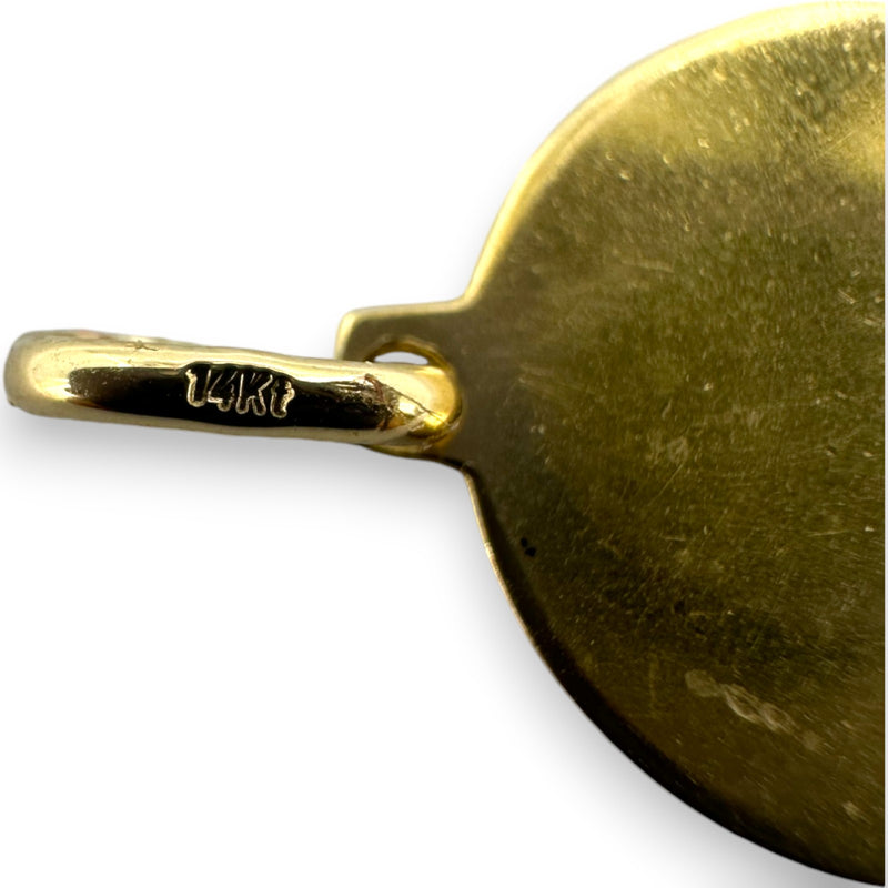 Solid 14kt Gold Saint Jude Thaddeus 15mm Medallion Circle Necklace Pendant