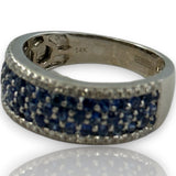 EFFY Jewelry 14kt White Gold Blue Sapphire and Diamond Wide Band Size 7 Ring