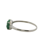 Solid 18kt White Gold and Carved Jade Flower and Diamond Ring Size 7.25