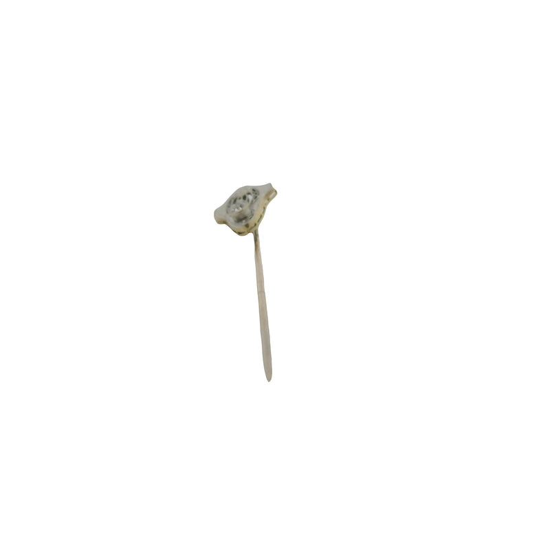 Antique 1890-1910 Solid 14kt Two-Tone Gold and Old European Cut Diamond Filigree Stick Lapel Pin