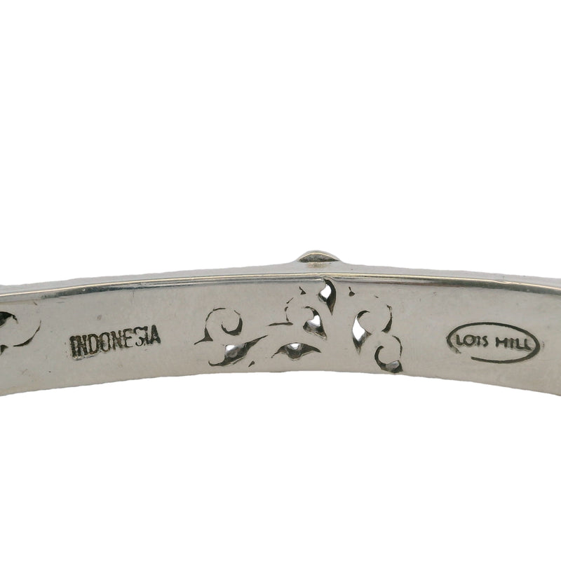 Lois Hill Hammered Scroll Motif 925 Sterling Silver Cuff Made In Indonesia