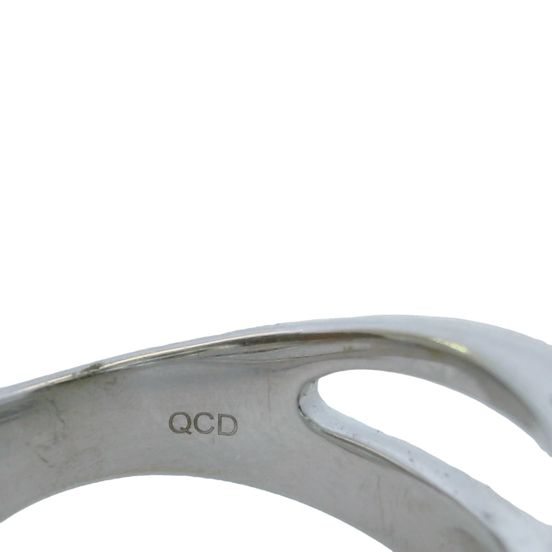 QCD 14kt White Gold and Diamond Crossover Cluster Ring Size 7