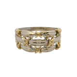 Solid 18kt White and Yellow Gold 3-Band Faux Stack Ring Size 6