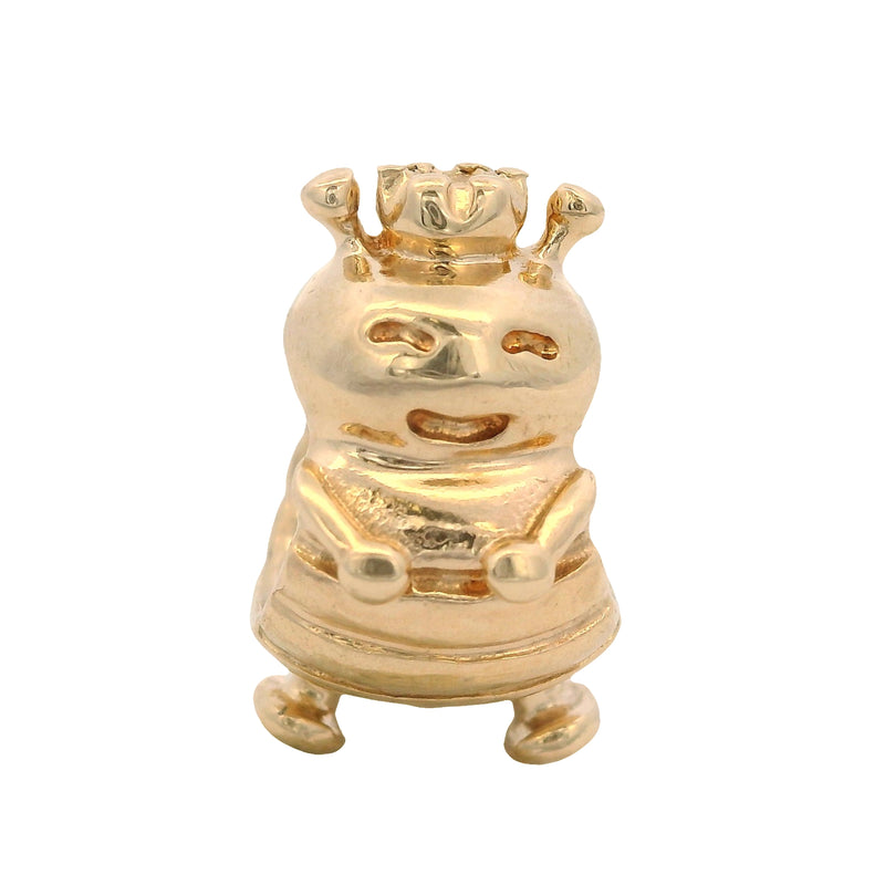 Pandora Retired Solid 14kt Yellow Gold Queen Bee Slider Bead Charm