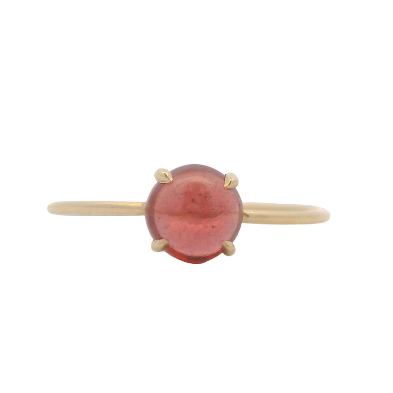 Solid 14kt Yellow Gold Pink Tourmaline Cabochon Dainty Stackable Ring Size 7