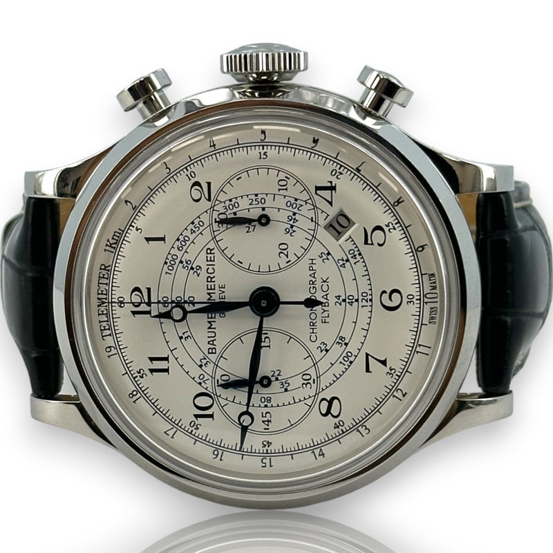 Baume & Mercier Capeland Flyback 65689 44mm Steel Chrono Leather Watch