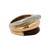 La Nouvelle Bague 18kt Gold 0.76ctw Diamond Red Enamel Crossover Bombe Ring Sz 7
