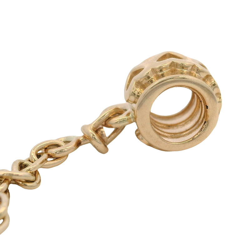 Pandora Moments Solid 14kt Yellow Gold Hearts Safety Chain Slider Bracelet Charm