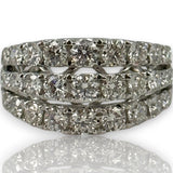 SJM Jewelry Solid 14kt White Gold 11.5mm Wide Graduated White Diamond Cocktail Cluster Ring Size 7