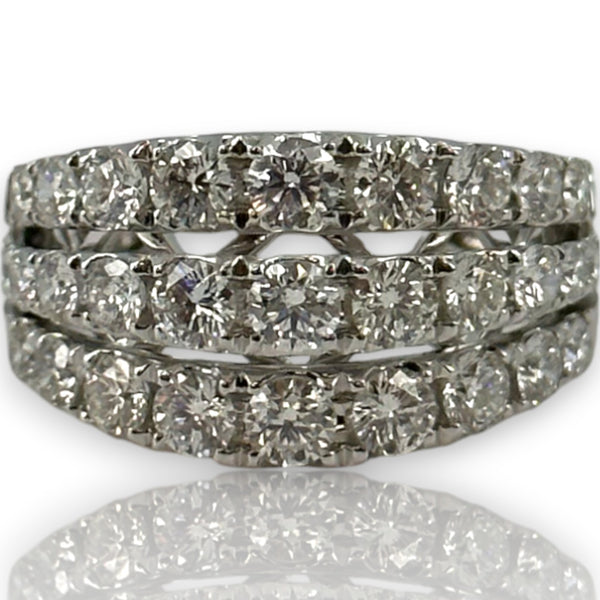 SJM Jewelry Solid 14kt White Gold 11.5mm Wide Graduated White Diamond Cocktail Cluster Ring Size 7