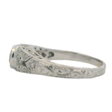 Antique 1920s 18kt White Gold 1.06ctw Old European Diamond Filigree Ring Sz 9.25