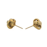 Vintage Solid 18kt Yellow Gold Italian Knot Stud Earrings Bezel Set Diamonds