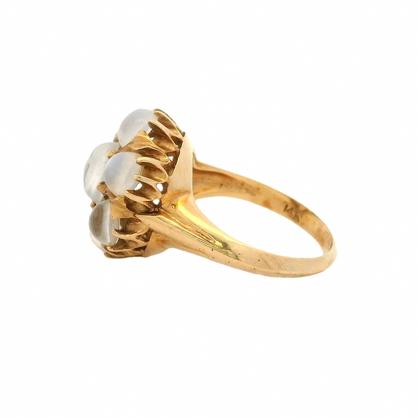 Vintage 14kt Yellow Gold Large Ceylon Moonstone Cluster Statement Ring Size 6.75