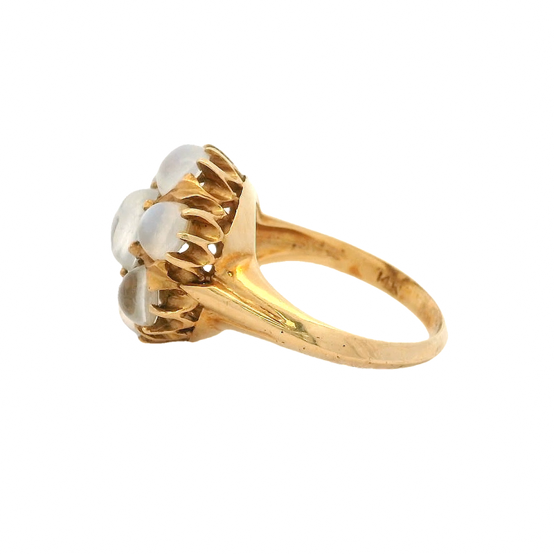Vintage 14kt Yellow Gold Large Ceylon Moonstone Cluster Statement Ring Size 6.75