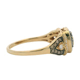 LeVian Solid 14kt Yellow Gold and Brown and White Diamond Cluster Cocktail Ring Size 10.5