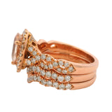 Neil Lane Solid 14kt Rose Gold Pear Cut Morganite and Diamond 3-Ring Wedding Stack Size 6.75