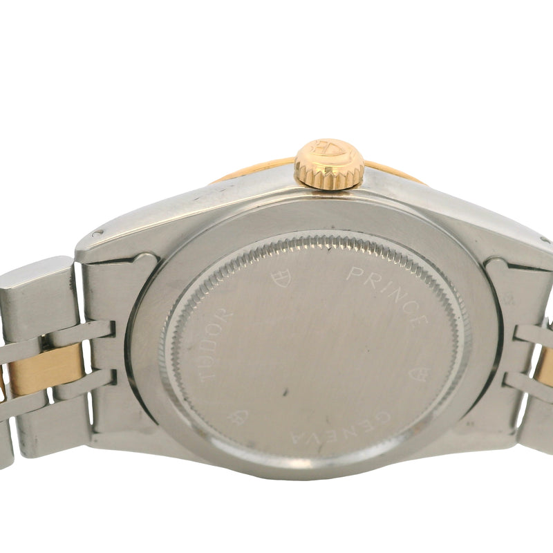 Tudor 1997 Prince Date Day 76213 36mm Linen Dial Two Tone Gold Watch