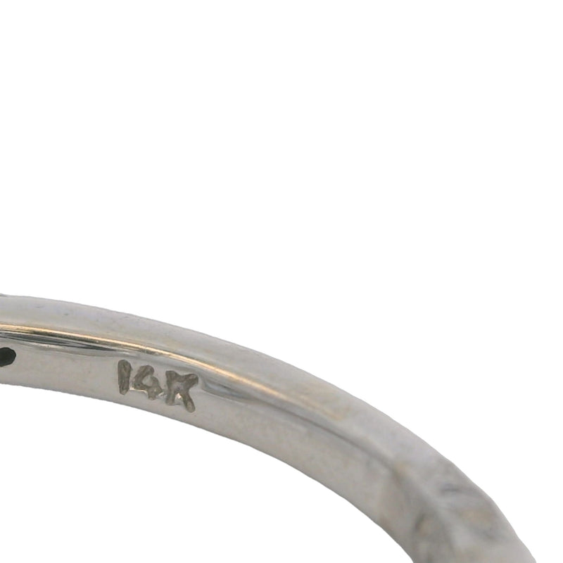 EFFY 14kt White Gold Aquamarine Oval Solitaire with Diamond Halo and Sides Size 7