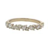 Solid 14k White Gold Sparkling Leaf Pattern Pear and Round Diamond Wedding Band Ring Size 5