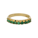Italian Solid 18kt Yellow Gold and Emerald Half-Eternity Stackable Band Size 5.5