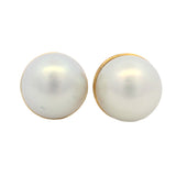 Vintage Mecan Solid 18kt Yellow Gold and 6.7mm AAA Akoya Pearl Secure Stud Earrings