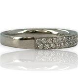 18kt White Gold Half Eternity 3.3mm Wedding Band with Two Rows of Diamonds