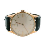 Antique Rolex Ref 80 Cal 1600 33mm Silver Dial 18K Gold Case Leather Band