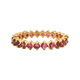 Vintage Solid 14kt Yellow Gold and 0.96ctw Natural Ruby 3.5mm Eternity Band Ring Size 7.75