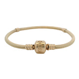 Pandora Solid 14kt Yellow Gold Snake Charm Bracelet With Stoppers and Cylinder Clasp 7.5"