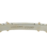 Michel Plumail Solid 925 Sterling Silver Artisan Modernist 4 Gold Bar Accent Cuff Bracelet 6"