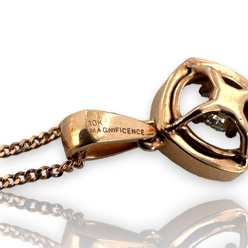 Zales Magnificence Collection 10kt Rose Gold Diamond Pendant with Sapphire Lens Magnifier on 16-18" Adjustable Chain