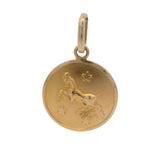 Vintage Italian Solid 18kt Yellow Gold Round Aries Ram Dangle Charm