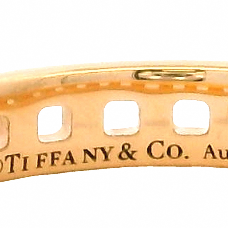 Tiffany & Co Solid 18kt Rose Gold Tiffany T Collection True Narrow Ring with Alternating T Motif Size 7.25 Made in Italy