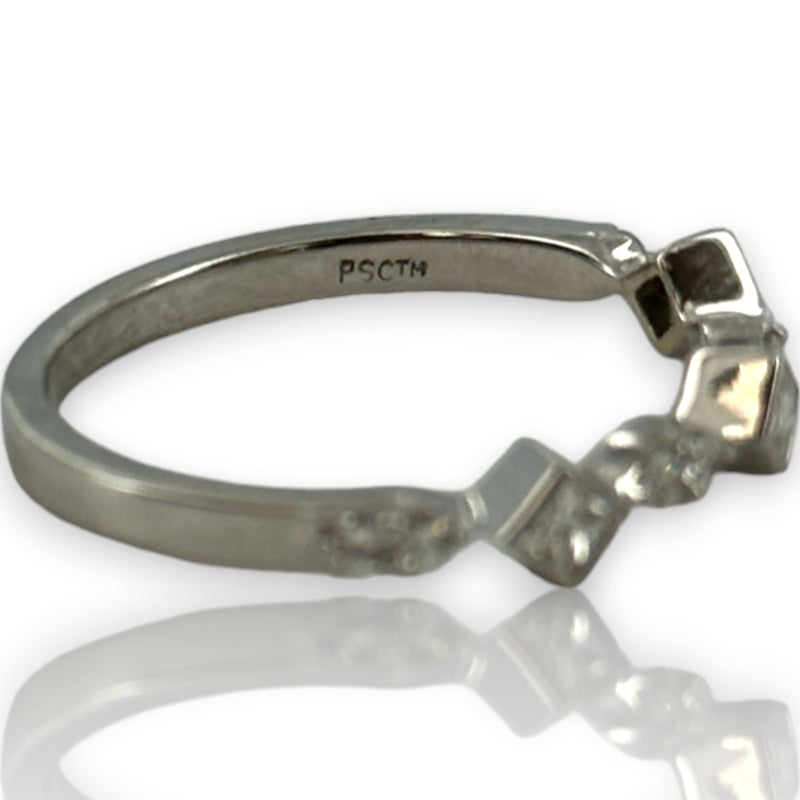18kt White Gold Bezel Set Princess Cut and Alternating Round Brilliant Diamond Band Size 6.75