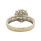 Solid 14kt White Gold 1.38ctw Diamond Cluster Circle Statement Ring with Baguette Sides Size 7