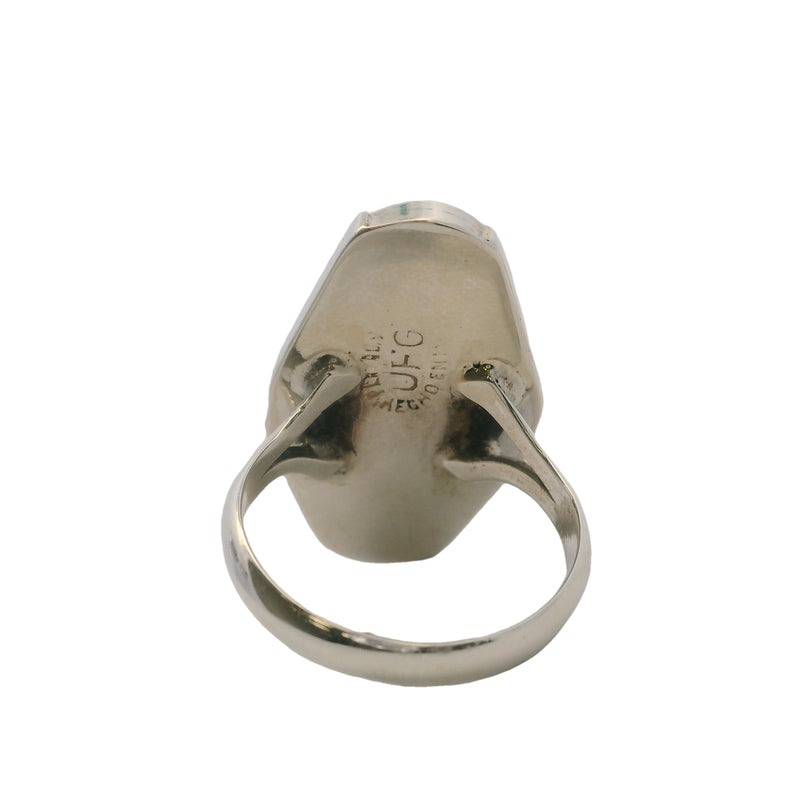 Mexican Handmade 925 Sterling Silver and Fire Agate 27mm Long Cocktail Ring Size 7