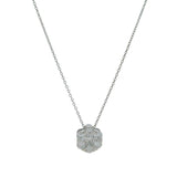 Solid 14kt White Gold 16" Chain Necklace with 0.84ctw Lab Diamond Cluster Pendant