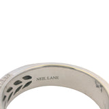 Neil Lane Solid 14kt White Gold 6.4mm Wide Men's Wedding Band with Diamond Sides Size 10